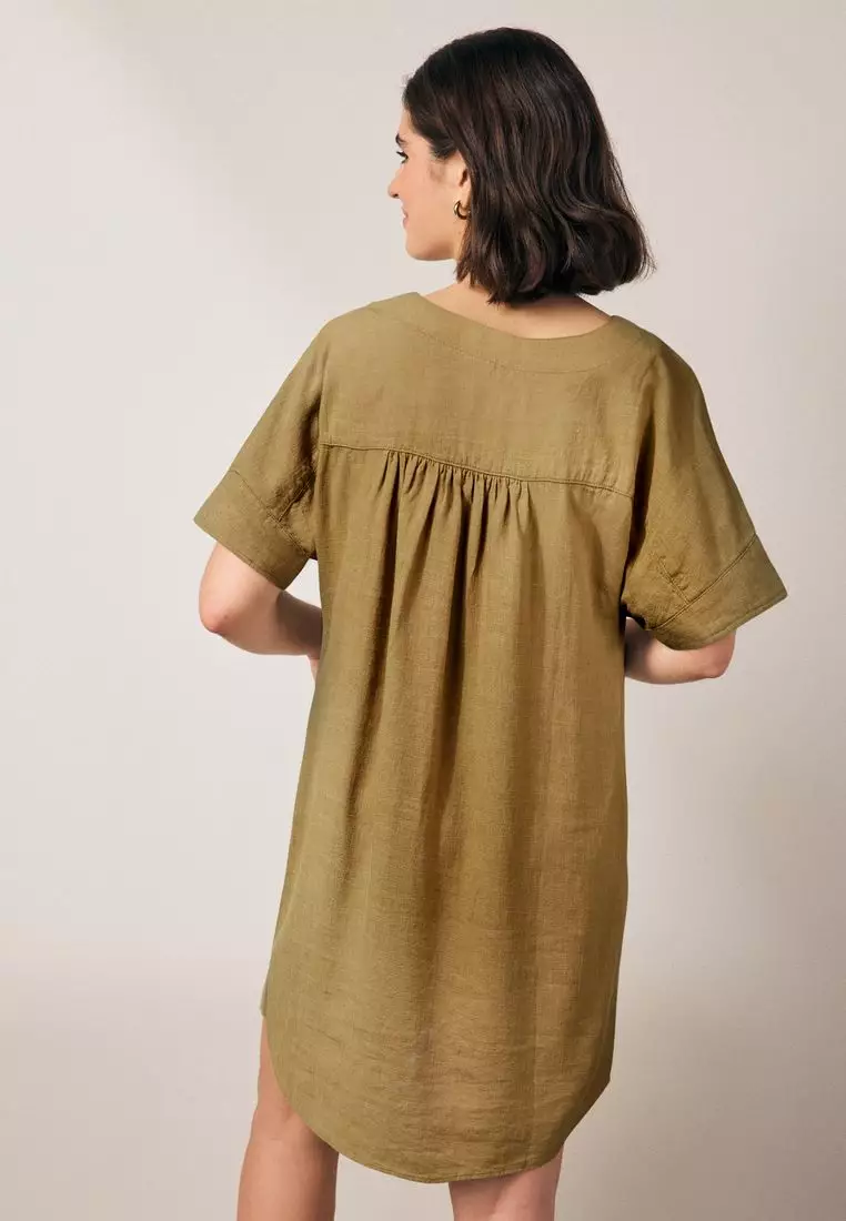 Kaftan Mini Dress with Linen