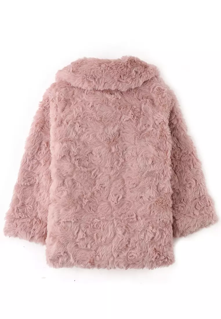 Baby Girls Faux Fur Coat With Collar