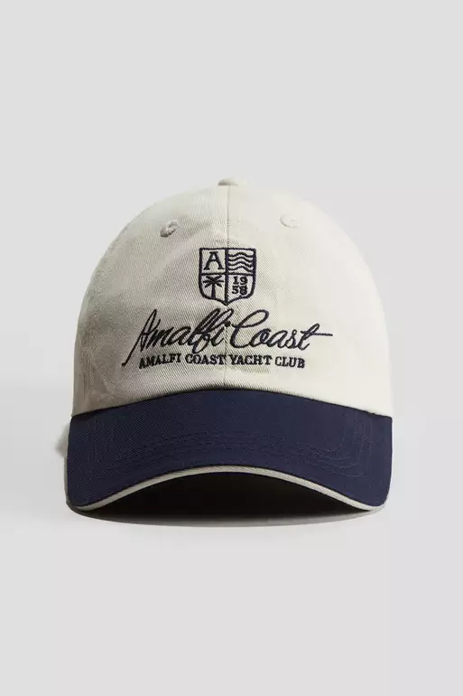 Text-motif cotton cap