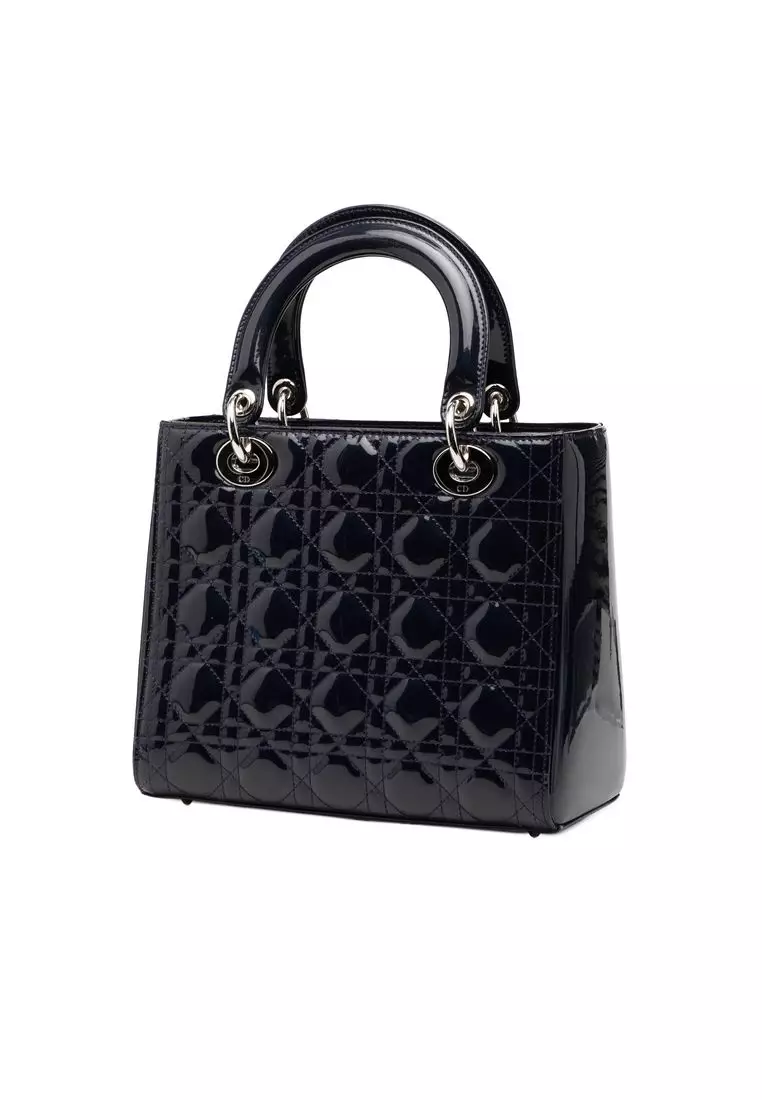 Pre-Loved Dior Medium Patent Cannage Lady Dior