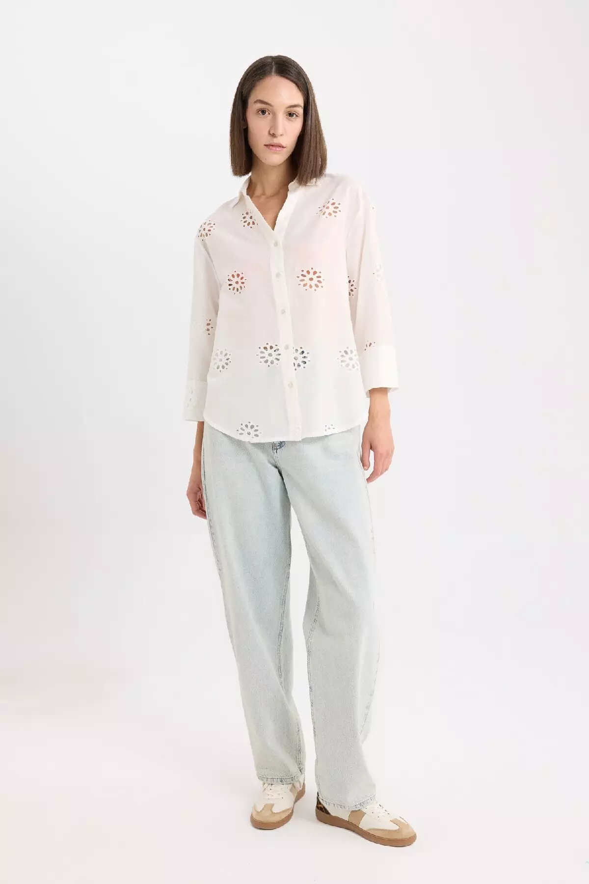 Oversize Wide Fit Brode Long Sleeve Shirt B5419Ax25Sp