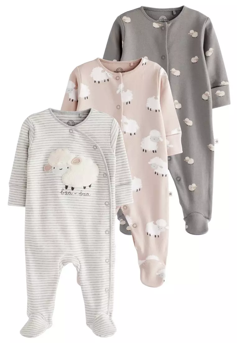 Buy NEXT Delicate Appliqu Baby Sleepsuits 3 Pack 2024 Online