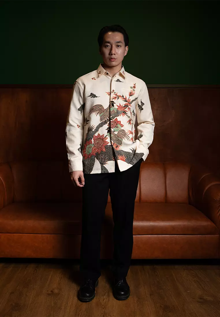 Enzy Batik Exclusive Kemeja Batik Pria Pusaka - Krem