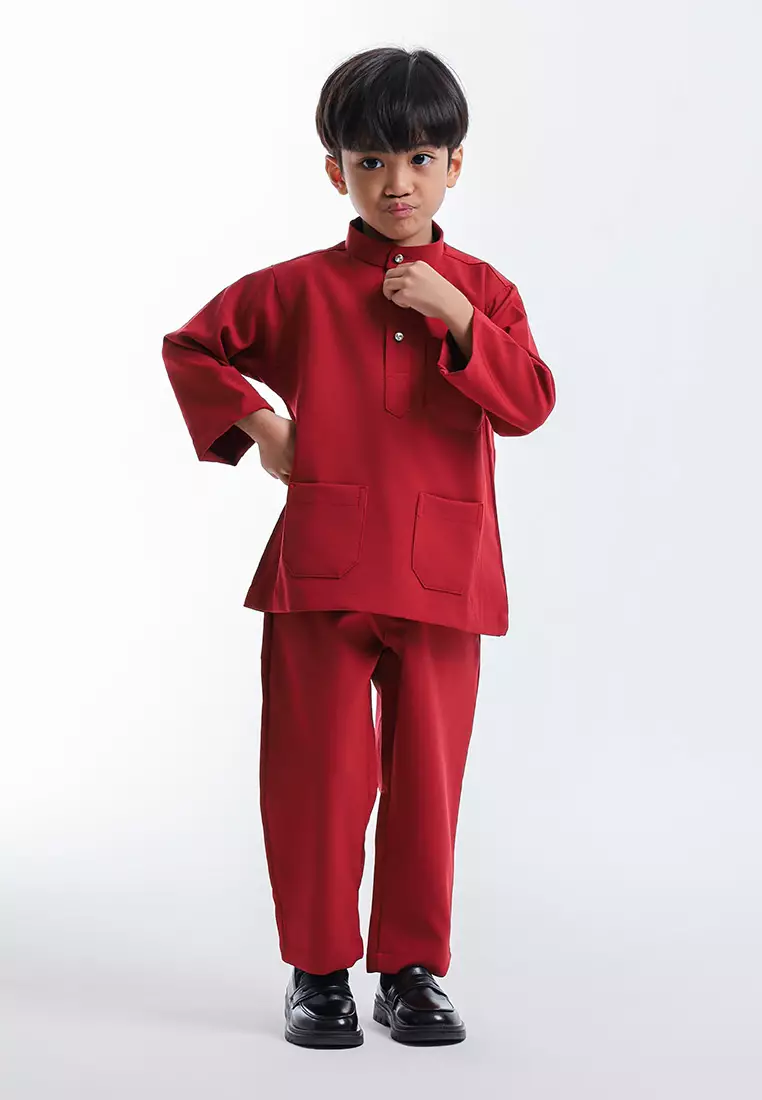 Alain Delon Baju Melayu Cekak Musang Budak - 19026501-75Red