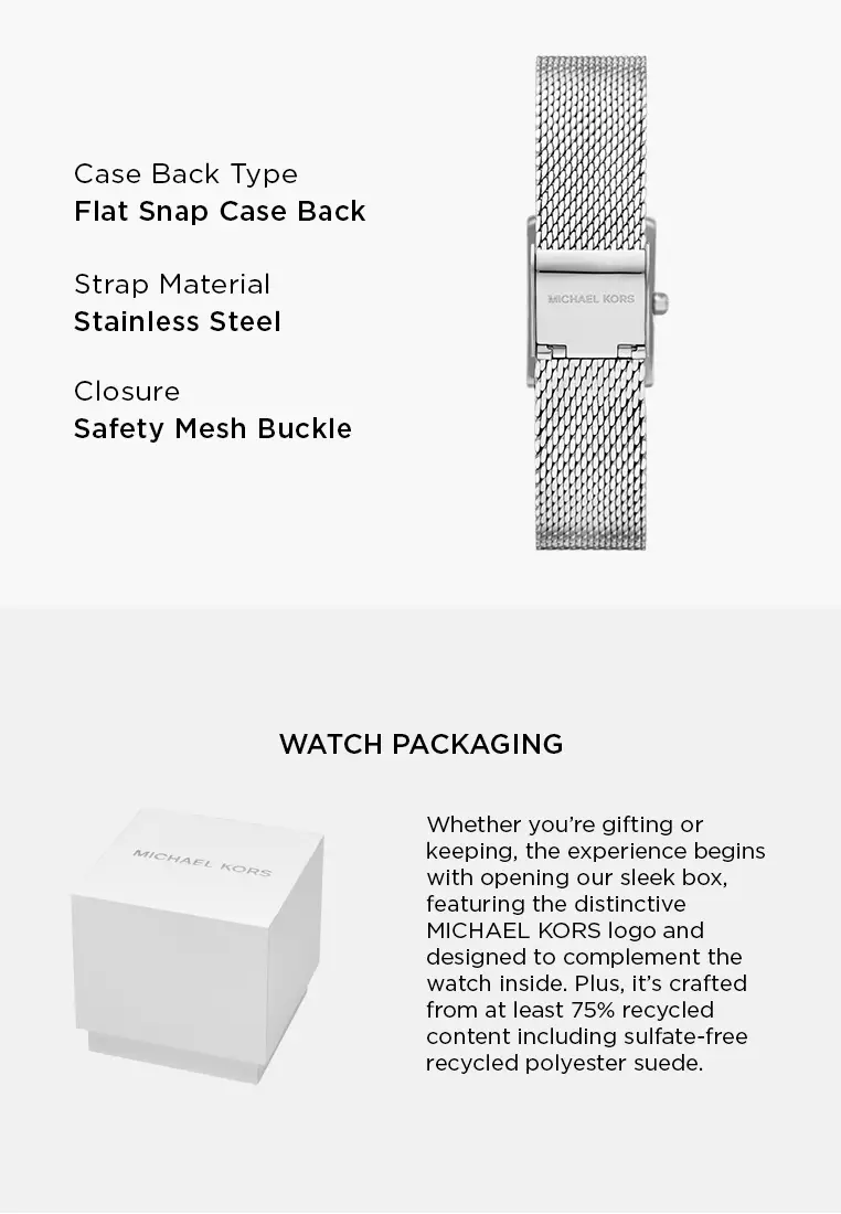 Michael Kors Women's Georgie Analog Watch ( MK4961 ) - Quartz, Silver Case, Square Dial, 14 MM Silver Stainless Steel Band