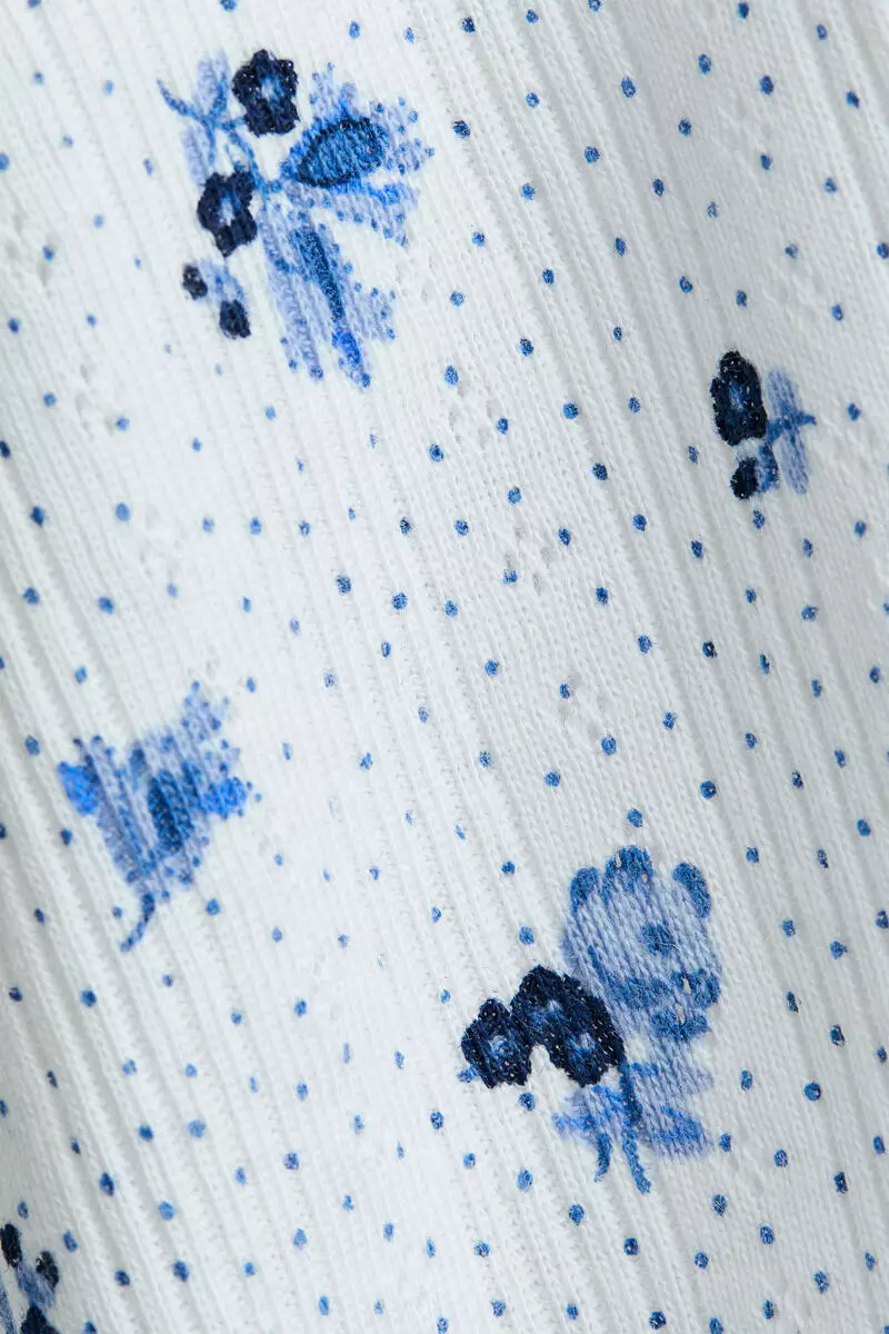 Patterned pointelle jersey T-shirt