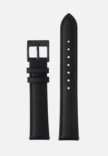 PLAIN SUPPLIES black 16mm Stitched Leather Strap - Black (Black Buckle) 15A94AC0B99552GS_1