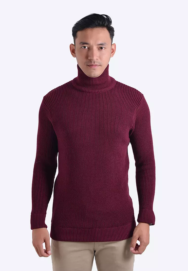 Jual Gomuda Gomuda Maroon Cord Turtleneck Knit Sweater Original