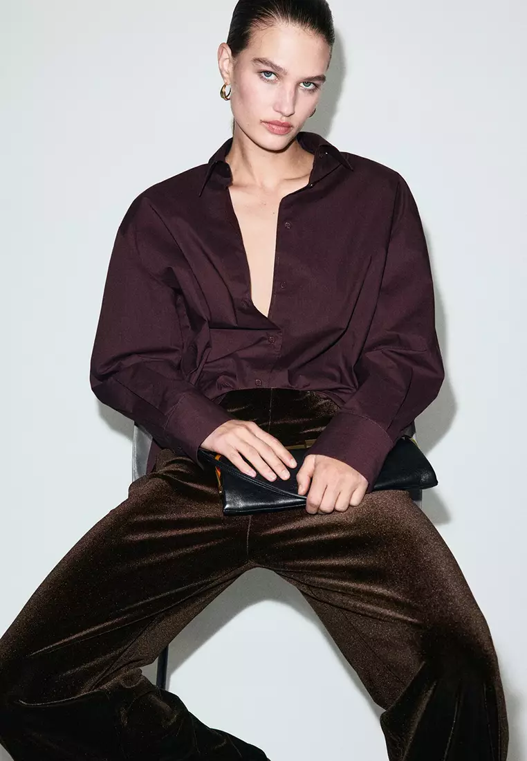 Velvet Wide-Leg Trousers