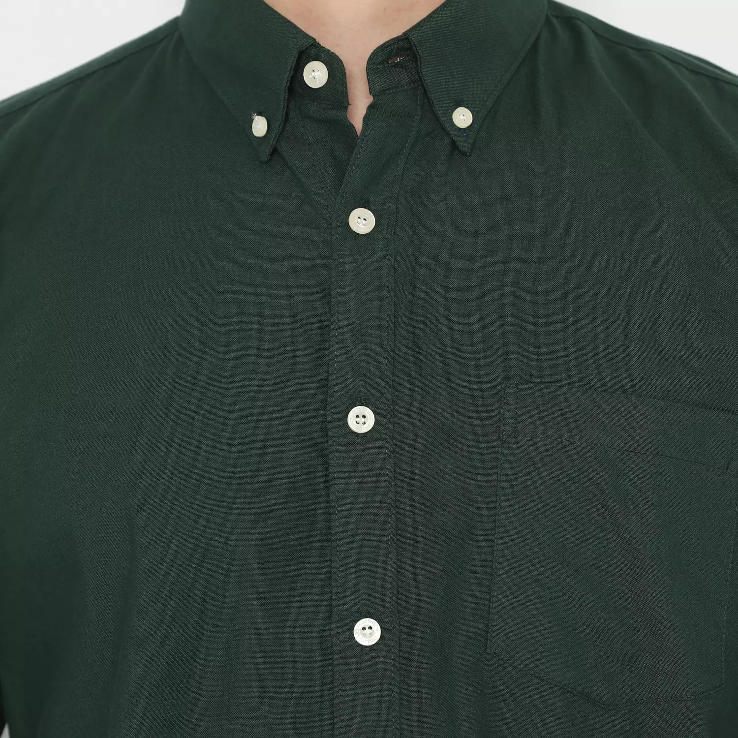 Platini Kemeja Pria Polos Lengan Panjang Katun Oxford Hijau Botol 66211