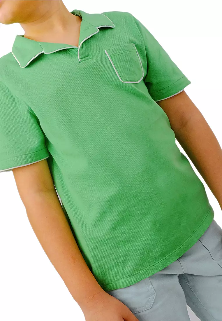 Boys Contrast Piping Polo Shirt