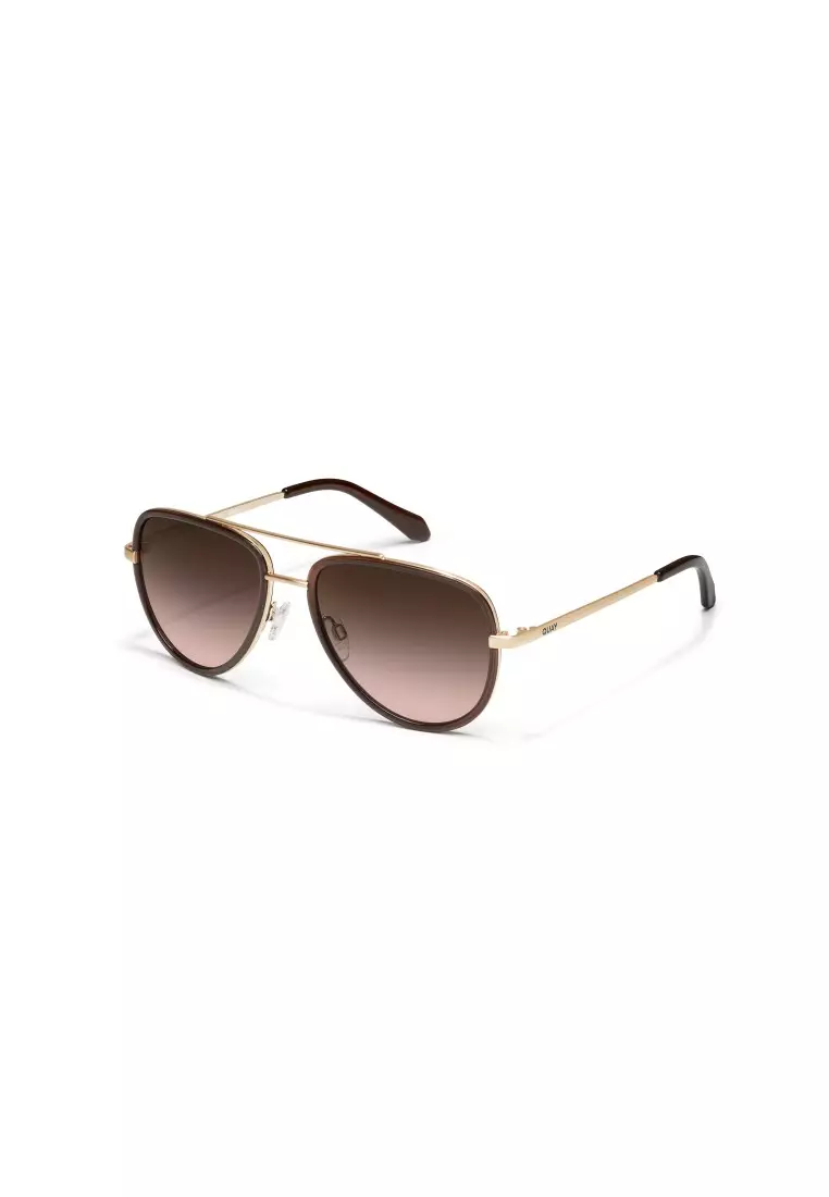 QUAY All In Medium Sunglasses - Dark Brown/Brown Rose
