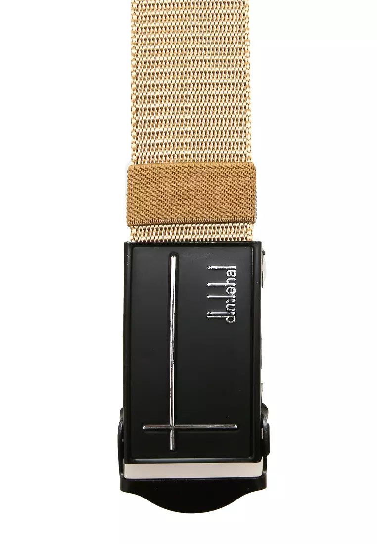 Ilo Aksesoris Fashion Pria Casual Belt Desain Simple Model Jepit Ikat Pinggang Material Canvas ORIGINAL - Cream