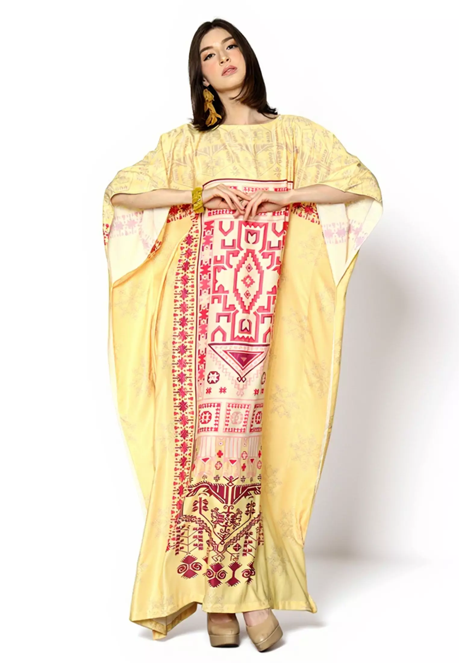 Kanzi Collection Short Sleeve Modern Abstact Kaftan