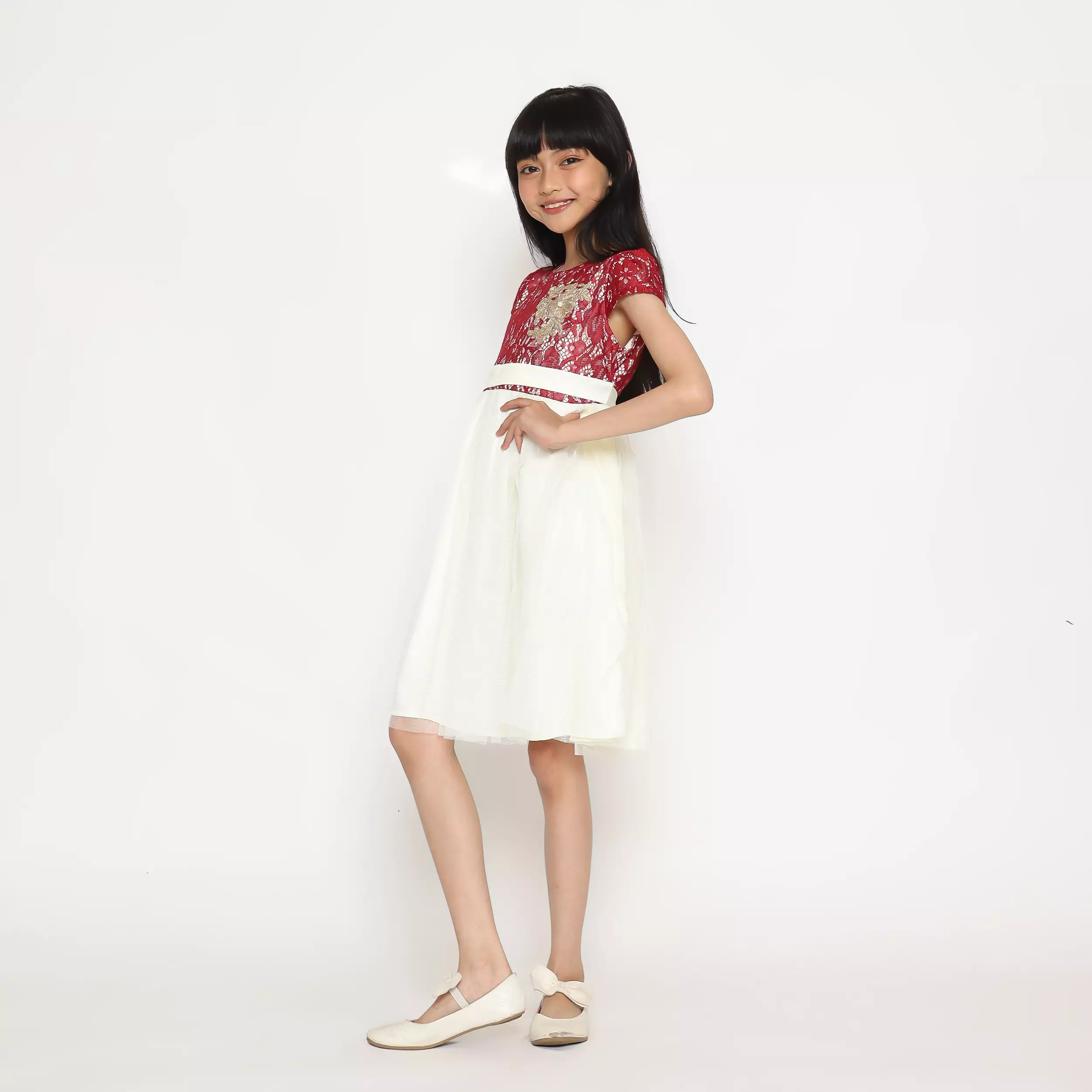 Dress Anak Perempuan Brokat Tile Red - CUTE