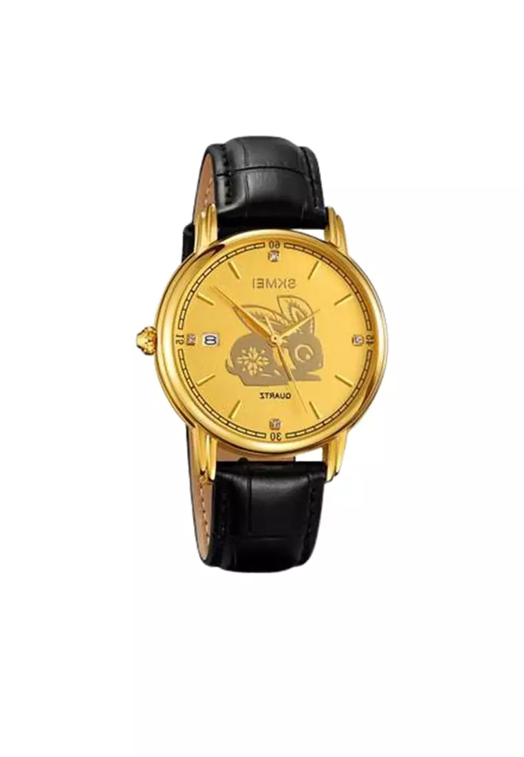 Jam Tangan Quartz Analog Shio Chinese Zodiac Waterproof 30M Kelinci ORIGINAL - Black Gold