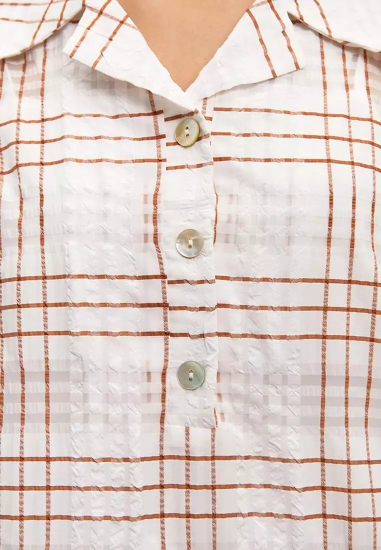 Checkered Button Top