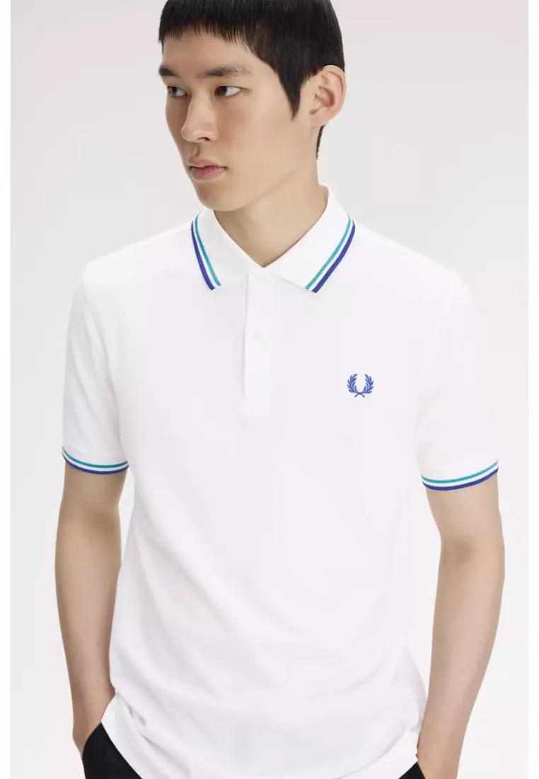 Fred Perry M3600 Twin Tipped Fred Perry Shirt (Snow White / Deep Mint / Soho Eclipse)