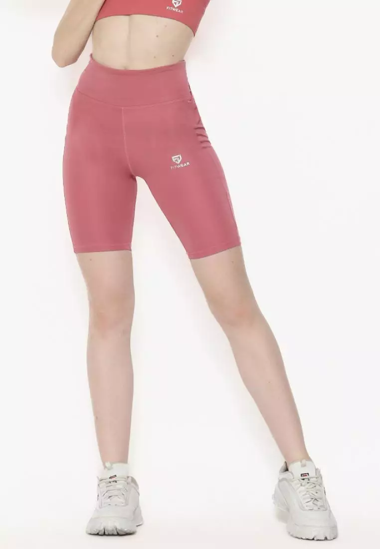 Fitwear -  Legging Pendek Olahraga Wanita KAGURA CROSS WAIST - MEDIUM WAIST - LOVE PINK
