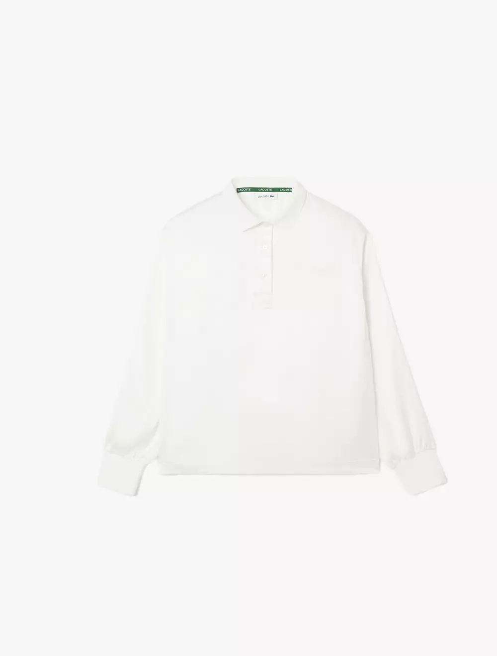 Jual Lacoste Long Sleeved Oversized Satin Polo Shirt White