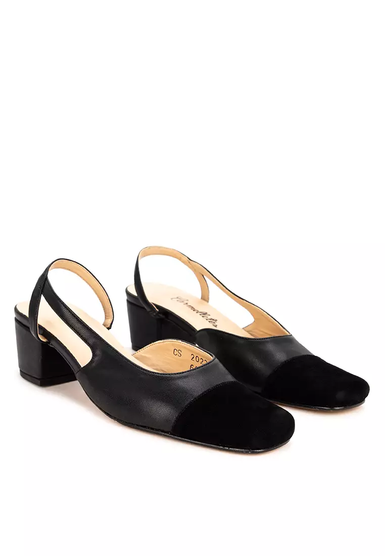 Square Toe Slingback Heels