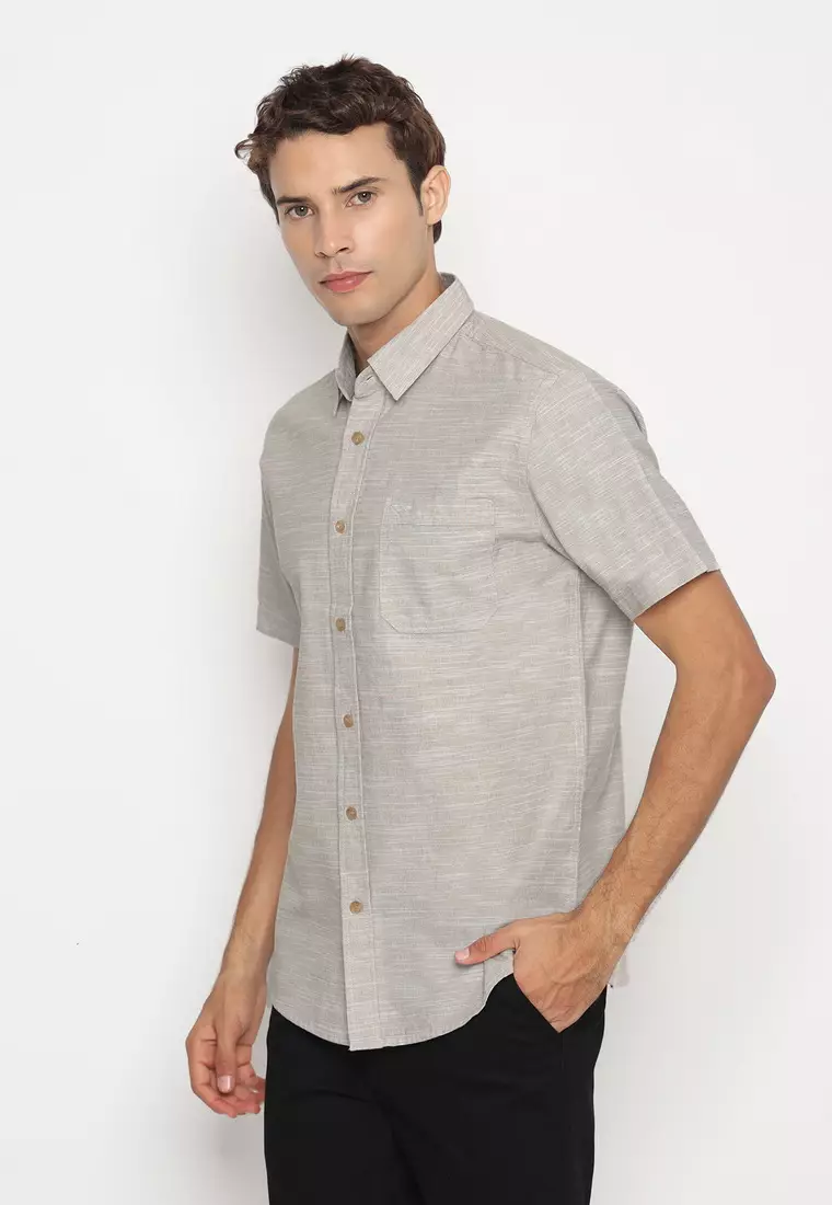 RBJ Kemeja Polos Cotton Olive Slim Fit Pria