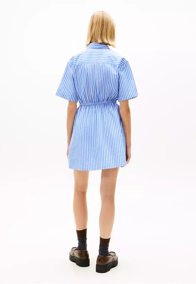 間條府綢迷你恤衫裙 - Tommy Jeans