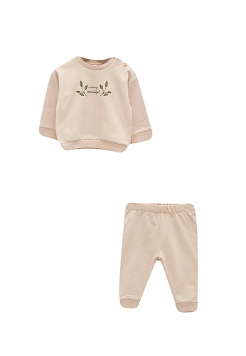 LC Waikiki beige Baby Girl's Sweatshirt & Trousers Set 69DEEKA0843965GS_1