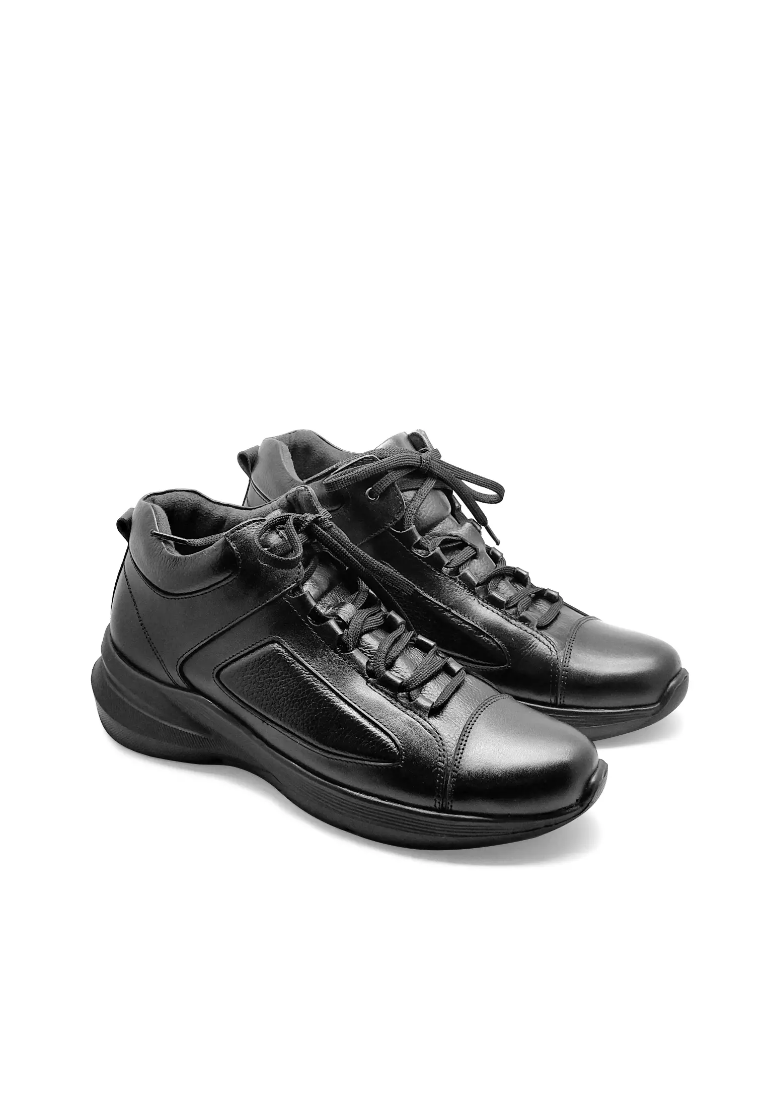 Moro Sepatu  Boots Casual Sneakers Kulit Asli  Pria Cow Leather Tali - Black