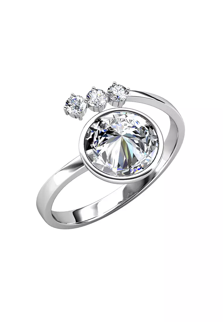 Her Jewellery Ivory Ring (White Gold) - Luxury Crystal Embellishments plated with 18K Gold