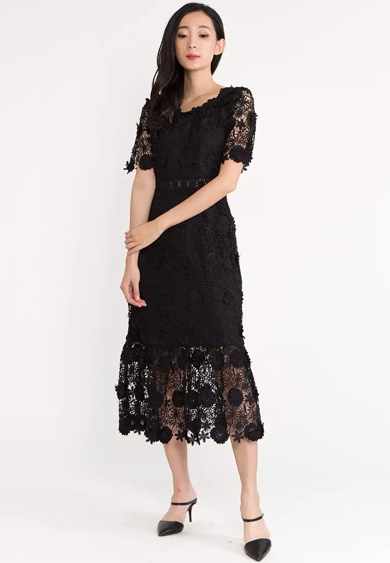 蕾丝长款晚礼服