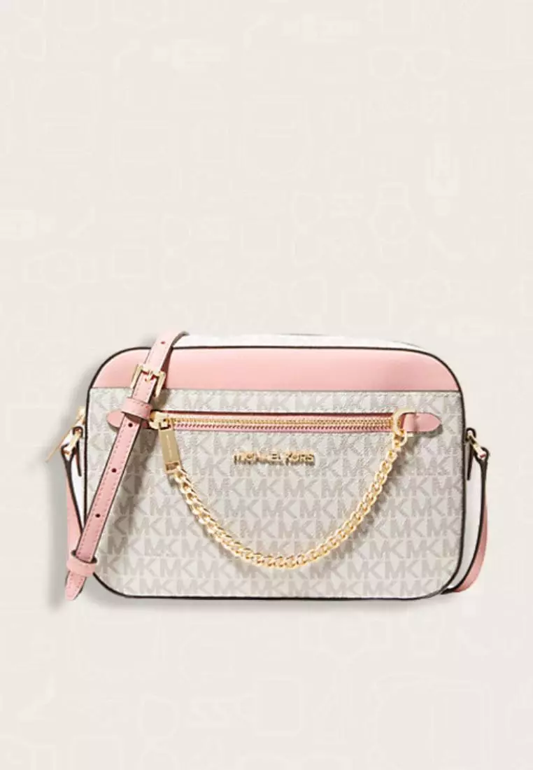 Michael Kors Jet Set Large Logo Crossbody Bag Powder Blush Multi