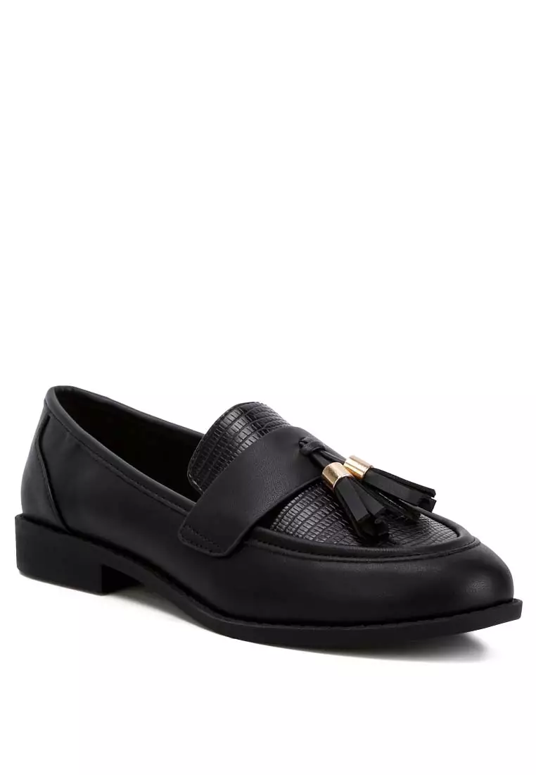 Black Tassels Detail Loafers