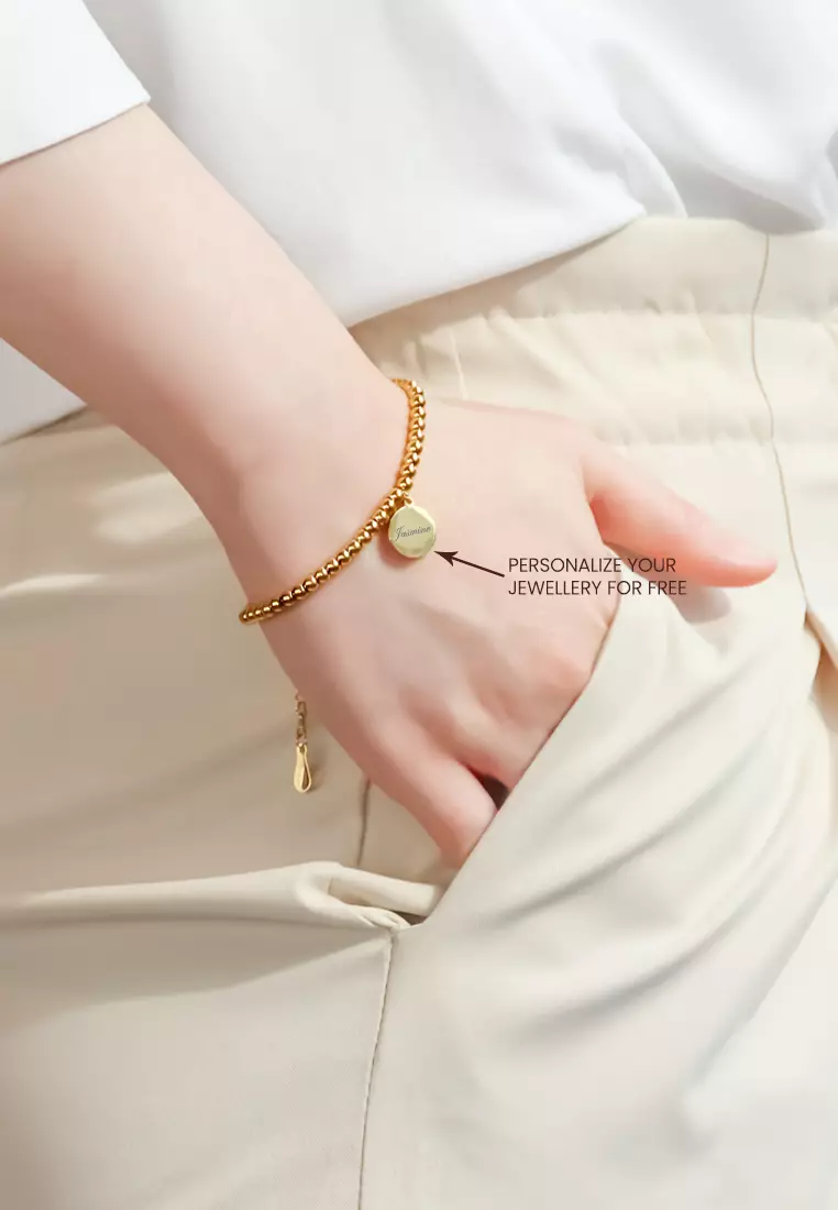 Medallion Round Engravable Pendant Bracelet (Gold)