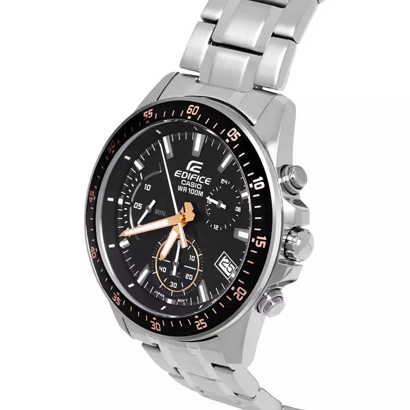 Jam Tangan Pria Casio Edifice EFV-540D-1A9VUDF Chronograph Men Black Dial Stainless Steel Band