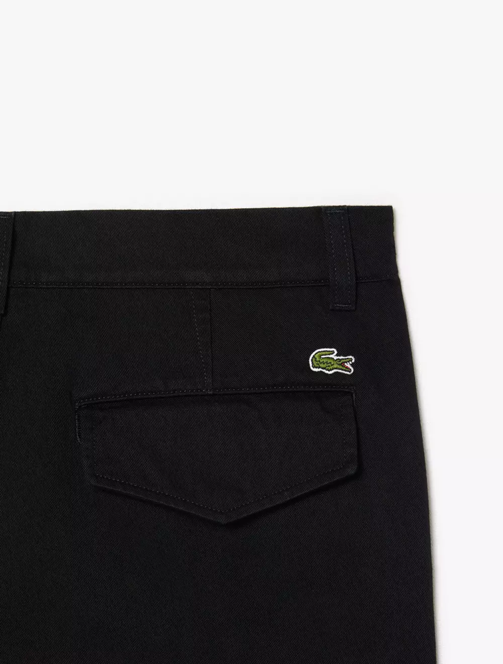 Straight Cut Cotton Cargo Pants - Black
