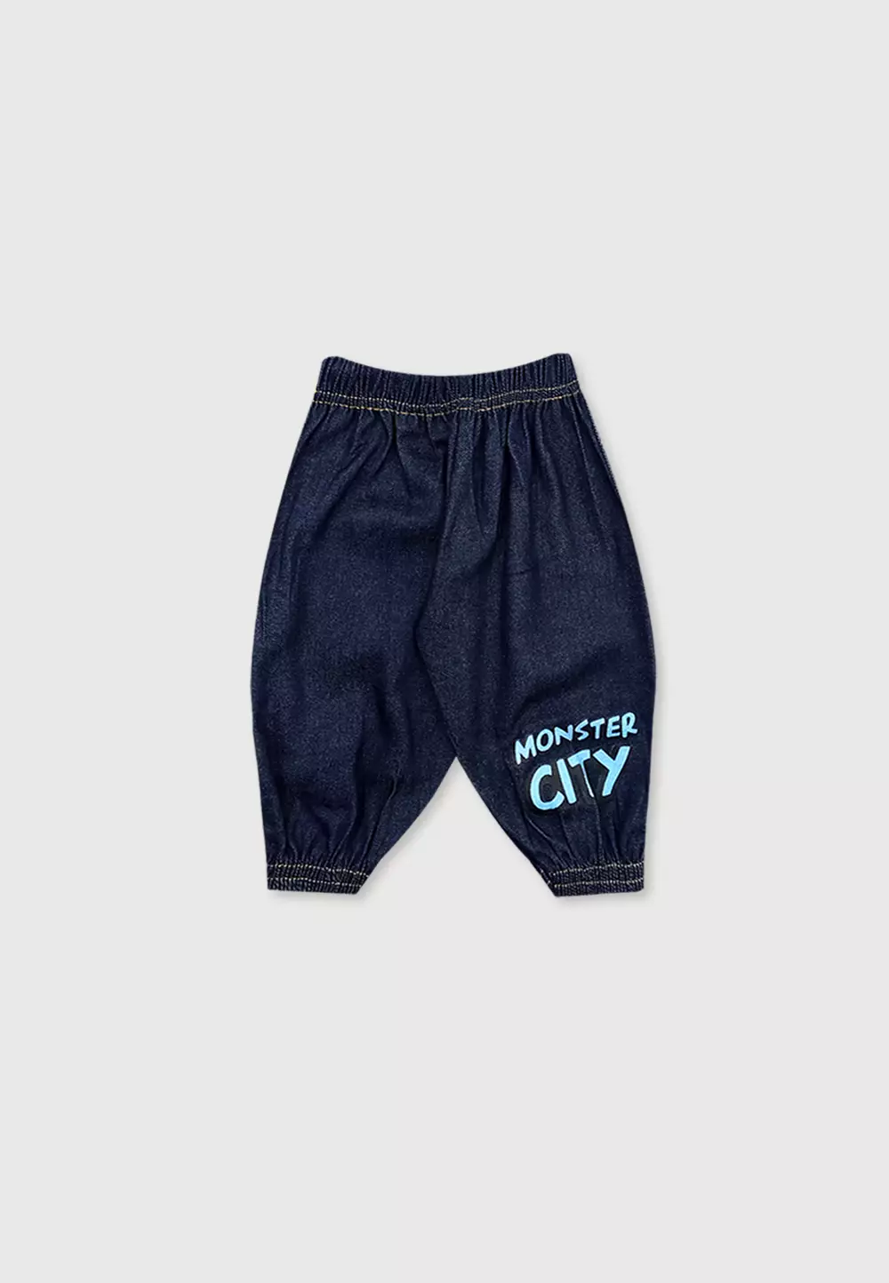 Wakakids Setelan Bayi Laki Laki Usia 6 Bulan Hingga 12 Bulan Set Baju Anak Celana Jeans Jogger Motif Monster City 3452 Kuning