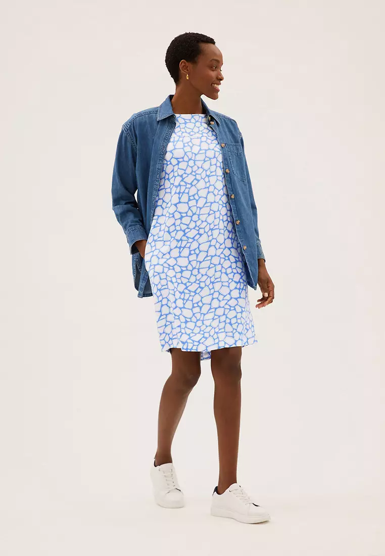 Animal Print Short Sleeve Shift Dress