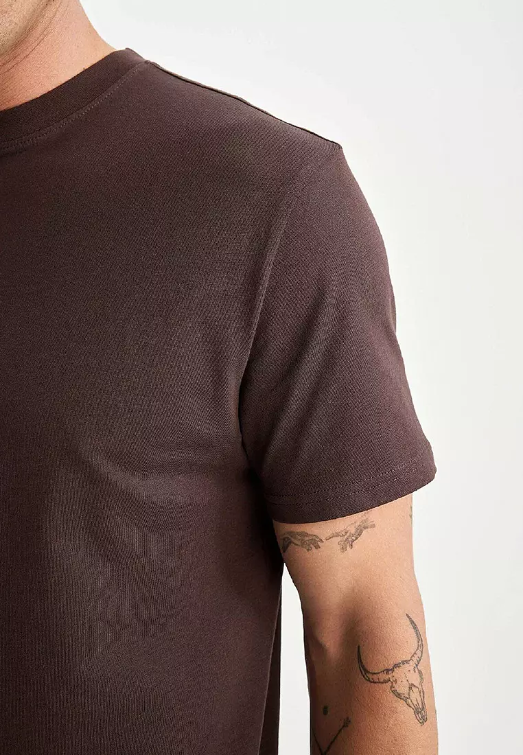 New Regular Fit Crew Neck Basic Plain Short Sleeve T-Shirt