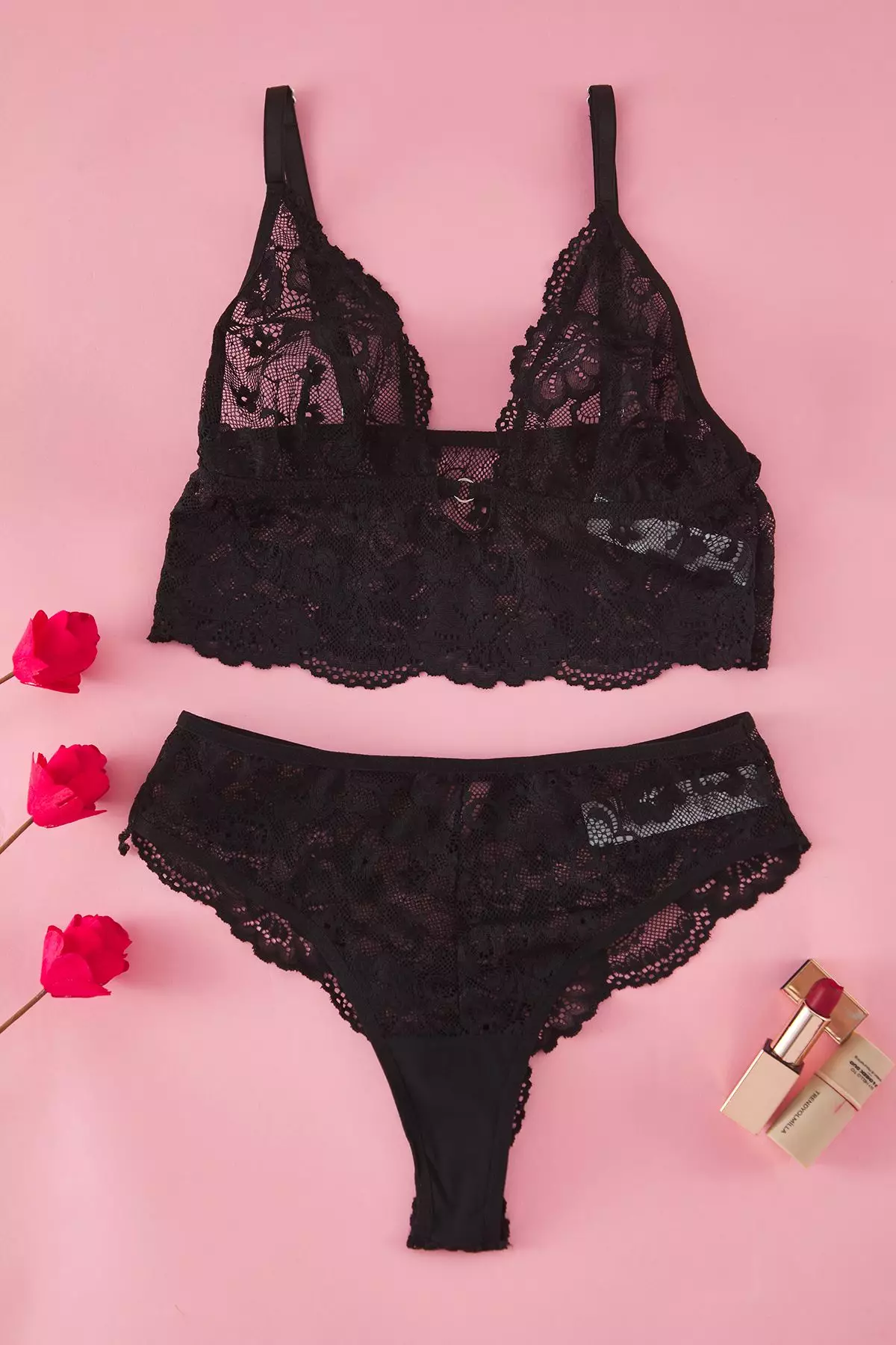 Lace Bustier Bra and Panties Set