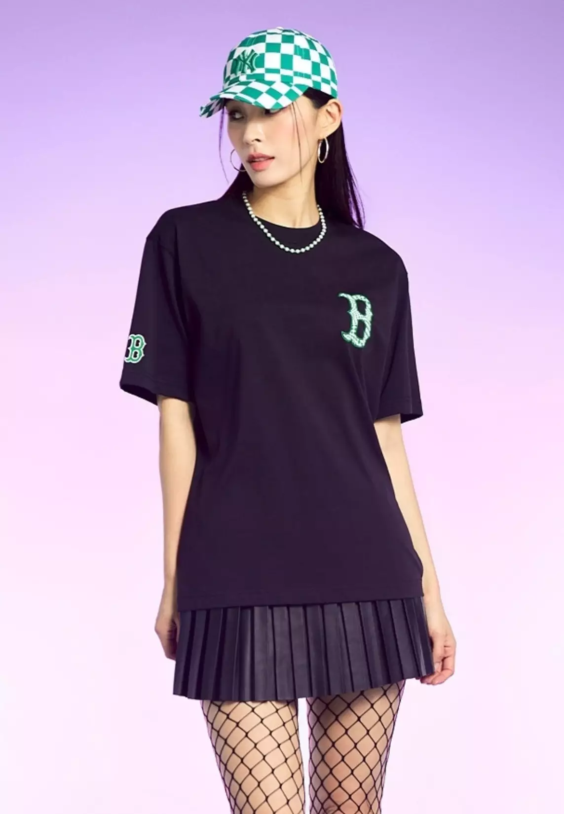 MLB Korea Unisex Monotive Oversized Short Sleeve Tee Shirt NY Yankees Black