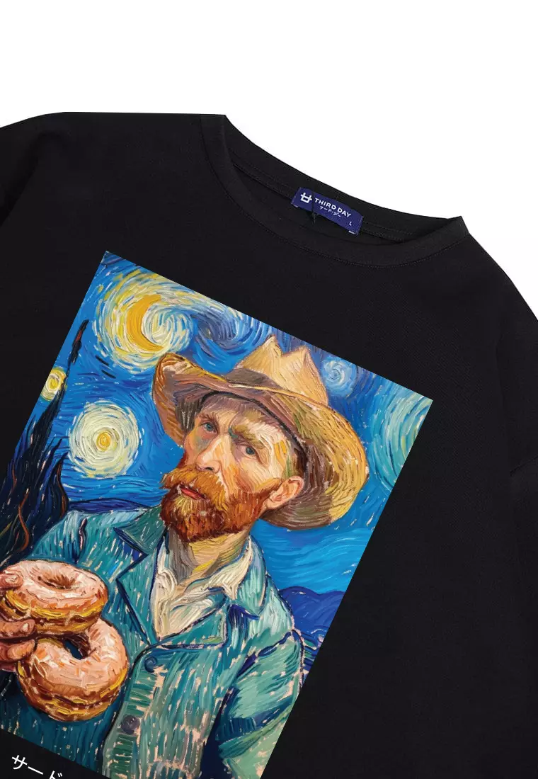 MTQ97 kaos oversize vintage painting bahan tebal scuba "the farmer" hitam