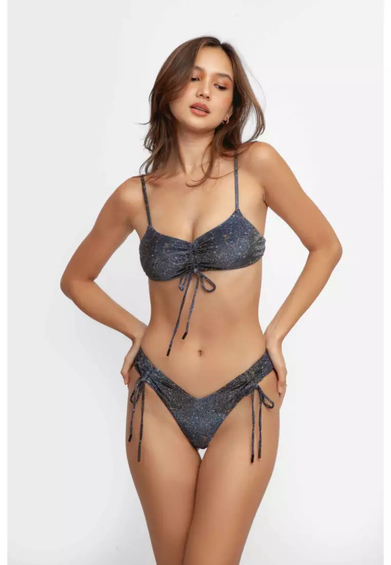 Sophia Ruched Cheeky Bikini Bottoms / Stars Aligned Shimmer