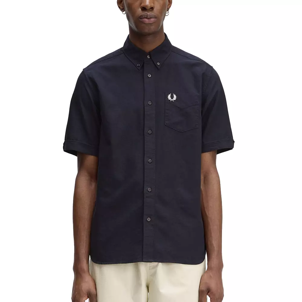 Oxford Chest Pocket Logo Short Sleeves Shirt Navy
