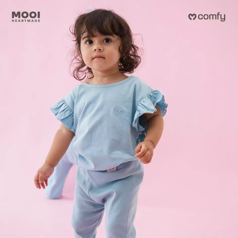 Mooi Atasan Anak Perempuan Comfy Girls Ruffle T-shirt - Black