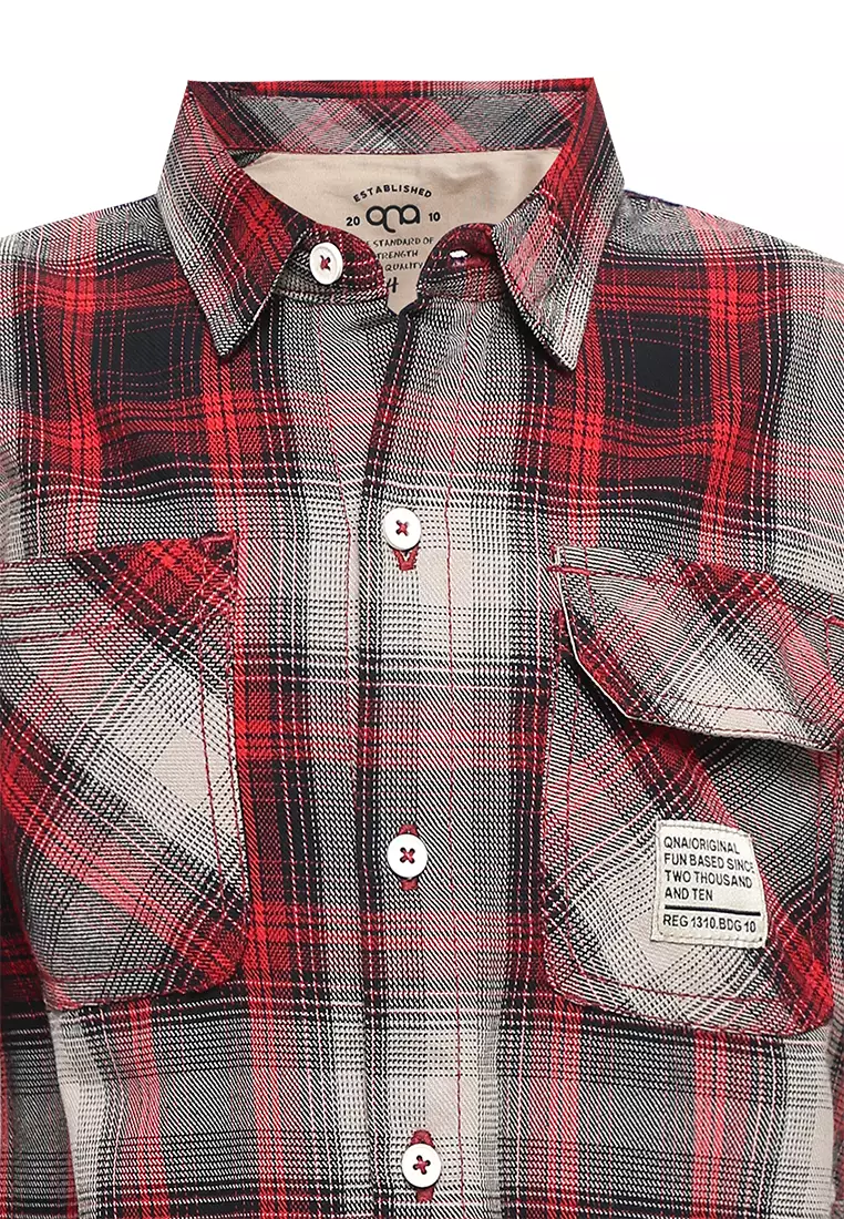 Qna Boy Adamson Kemeja Panjang Anak Multicolor Motif Kotak