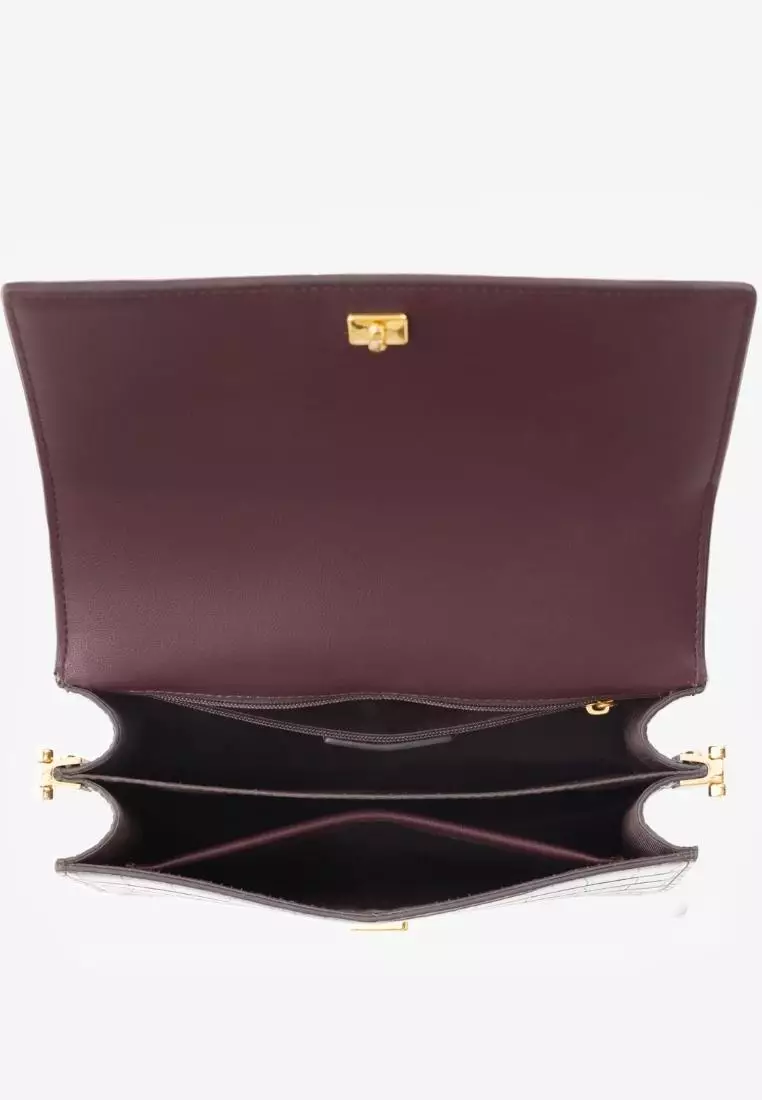 JW Pei Mini Flap Bag Brown Croc