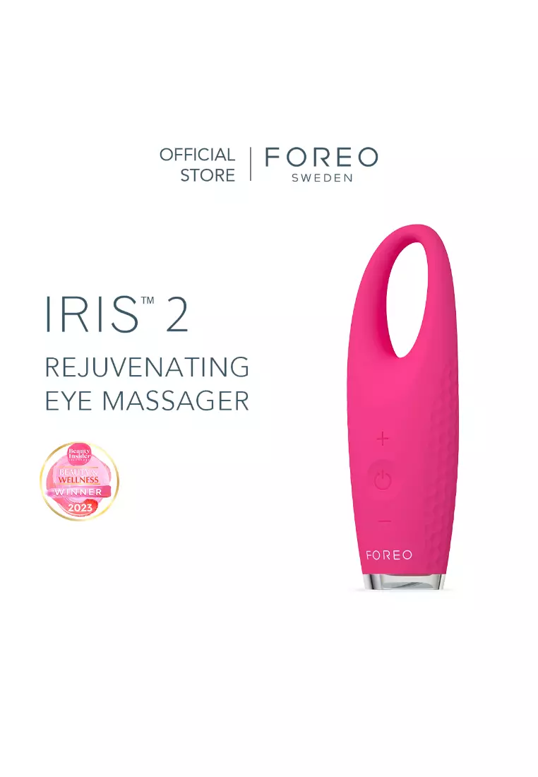 FOREO IRIS 2 Lymphatic Drainage Eye Massager - Dark Eye Circle & Eye Bags Remover | Enhanced Eye Cream Absorption | Anti Wrinkle Eye Puffiness Reducer - Fuchsia