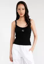 Buy Calvin Klein Woven Label Rib Tank Top 2025 Online | ZALORA