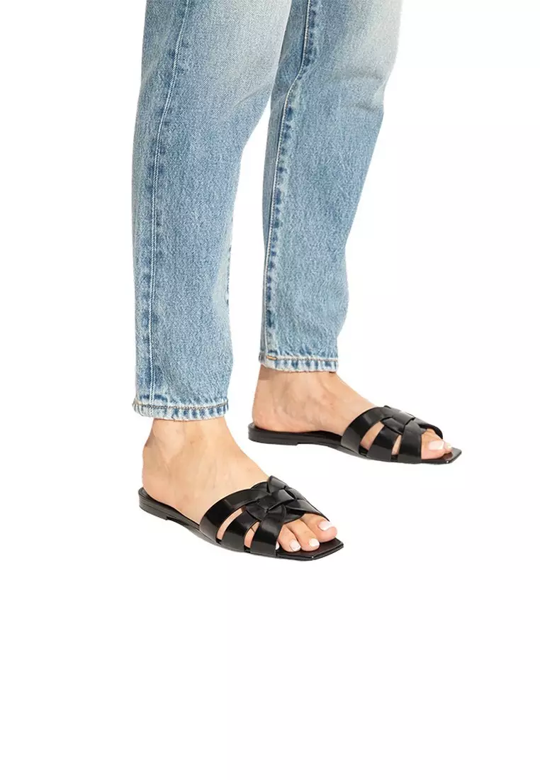 Buy SAINT LAURENT TRIBUTE Women's Flip Flops in Black 2025 Online